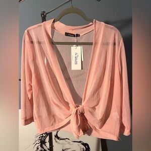 iClosam Sheer Tie-Front Women’s Cropped Cardigan / Shrug | NWT